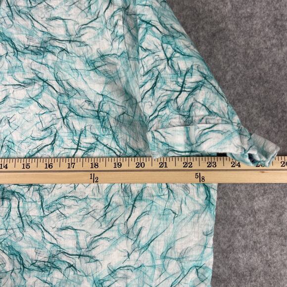 Robert Graham Linen Blend Shirt Mens XL Blue Flip Cuff Abstract Vibrant SS - Picture 7 of 16